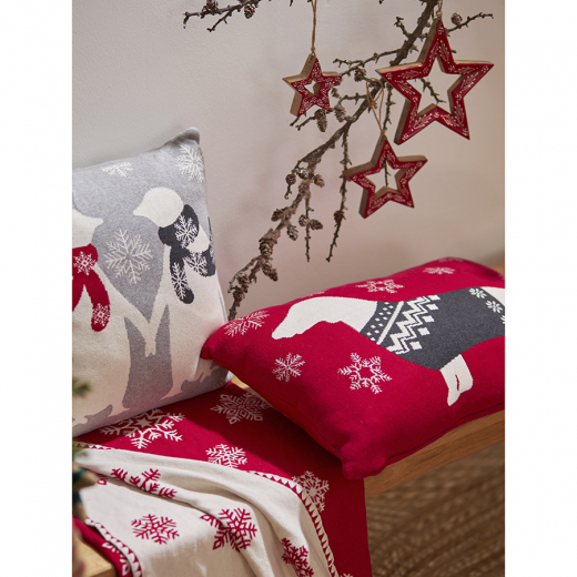 Подушка вязаная с новогодним рисунком Fancy doggy из коллекции New Year Essential, 40х60 см