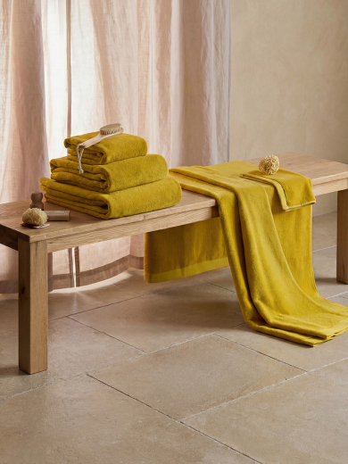 Полотенце для лица цвета охры из коллекции Essential, 30х30 см