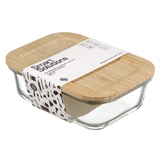 Контейнер для запекания и хранения Eco Store с крышкой из бамбука, 640 мл