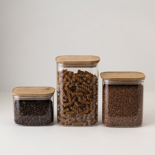 Банка для хранения прямоугольная Glass Acacia, 950 мл