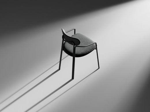 Стул Ror, Round, велюр, черный/серый