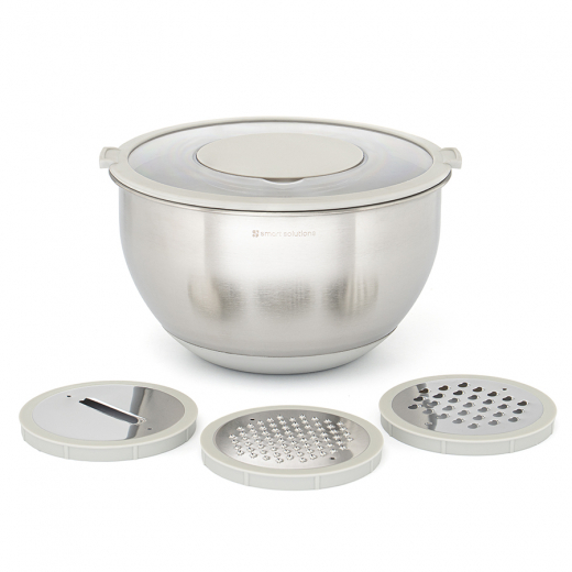 Миска стальная Balance с крышкой и терками, 5 л