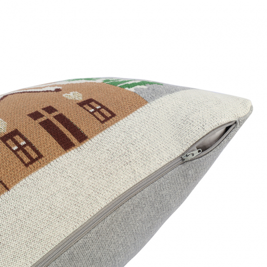 Подушка вязаная с новогодним рисунком Christmas Village из коллекции New Year Essential, 40x60 см