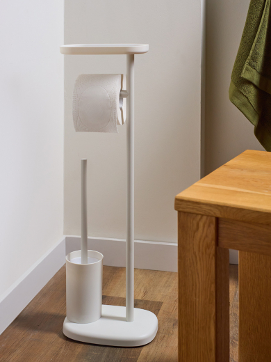 Держатель для туалетной бумаги с полочкой и ершиком Slim, белый