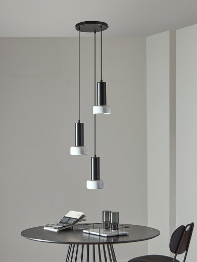 Светильник подвесной каскадный Fungus, Ø15х25 см, 3 плафона, белый/черный