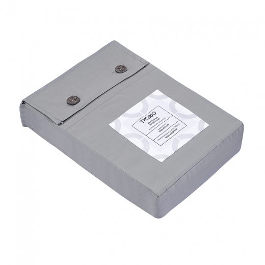 Простыня на резинке из премиального сатина светло-серого цвета из коллекции Essential, 200х200х30 см