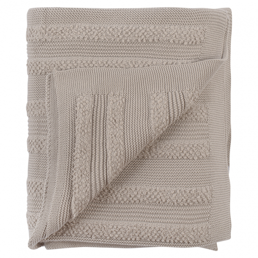 Плед из хлопка с буклированной вязкой светло-серого цвета из коллекции Essential, 130х170 см