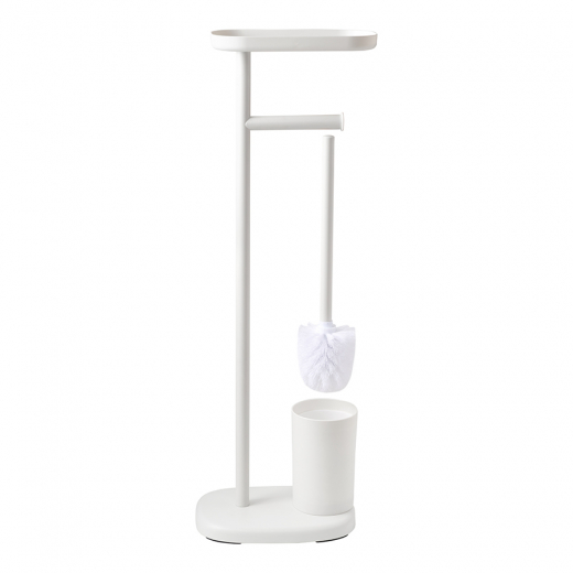 Держатель для туалетной бумаги с полочкой и ершиком Slim, белый