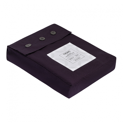 Комплект постельного белья из стираного перкаля сливового цвета из коллекции Essential, 150х200 см