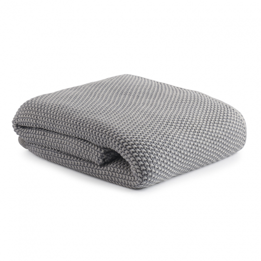 Плед из стираного хлопка серого цвета из коллекции Essential, 130х180 см