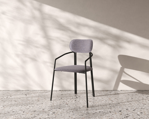 Стул Ror, Round, рогожка, черный/серый