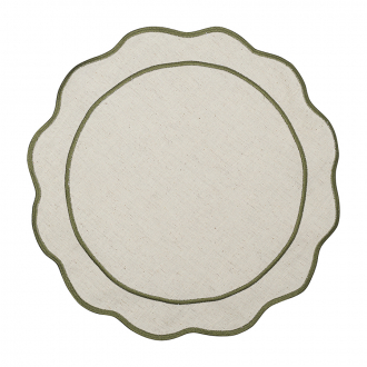 Салфетка под приборы Anemone из коллекции Trendy Ruffles, Ø38 см, оливковый