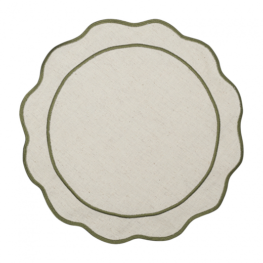 Салфетка под приборы Anemone из коллекции Trendy Ruffles, Ø38 см, оливковый