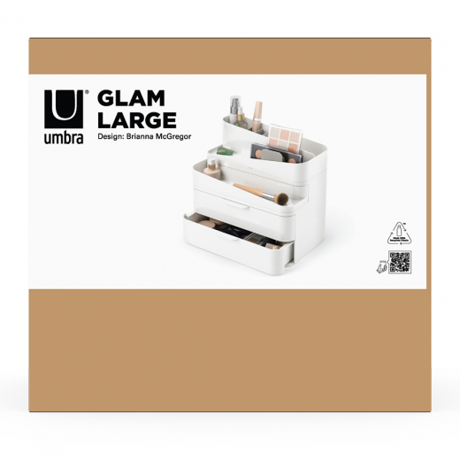 Органайзер-косметичка Glam, 27х25 см, белый/серый