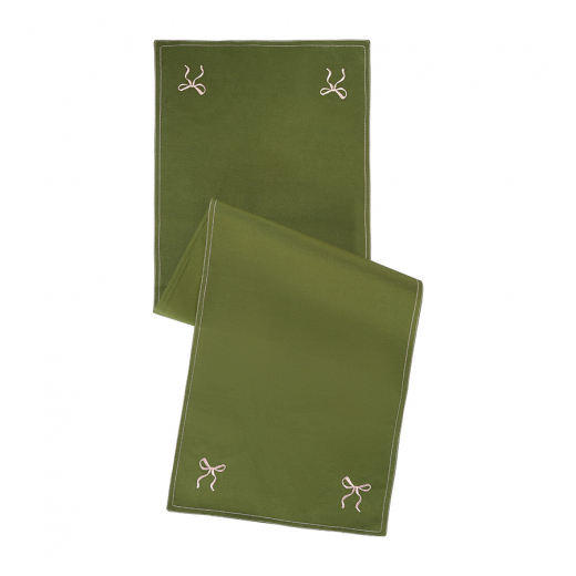 Дорожка на стол Fancy Bows оливкового цвета из коллекции Essential, 45x150 см