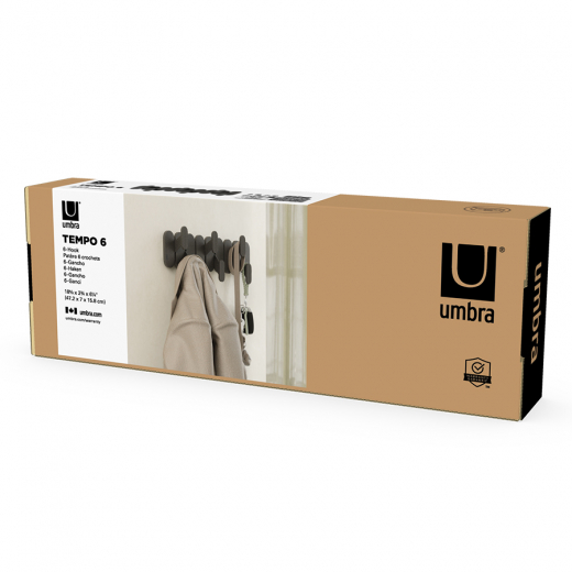 Вешалка настенная Tempo, 6 крючков, черная