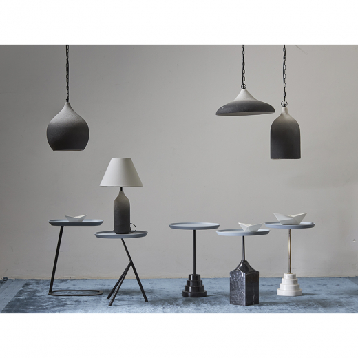 Столик приставной Sustainable collection, Ø38 см, серо-голубой/черный