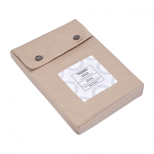 Простыня на резинке из премиального сатина бежевого цвета из коллекции Essential,  160х200х30 см