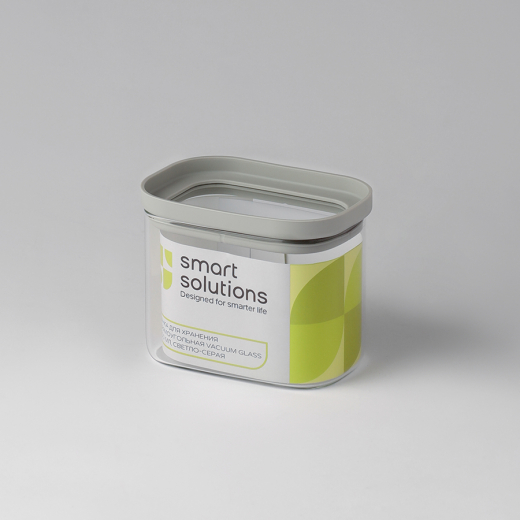 Банка для хранения прямоугольная Vacuum Glass, 500 мл, светло-серая