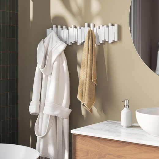 Вешалка настенная Sticks, 72 см, 8 крючков, белая