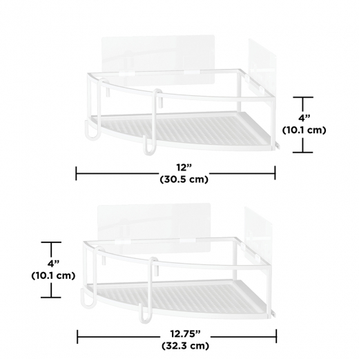 Набор из 2-х угловых полок для ванной Cubiko, белые
