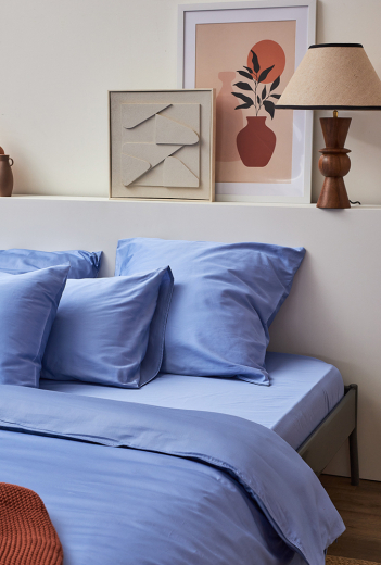 Комплект постельного белья из премиального сатина сиреневого цвета из коллекции Essential, 200х220 см