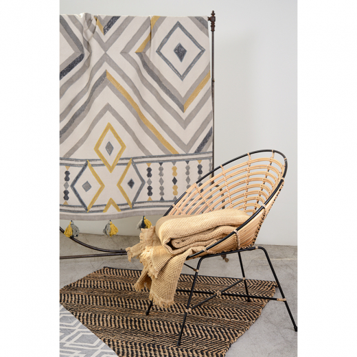 Ковер из хлопка с контрастным узором и кисточками из коллекции Ethnic, 200х300 см