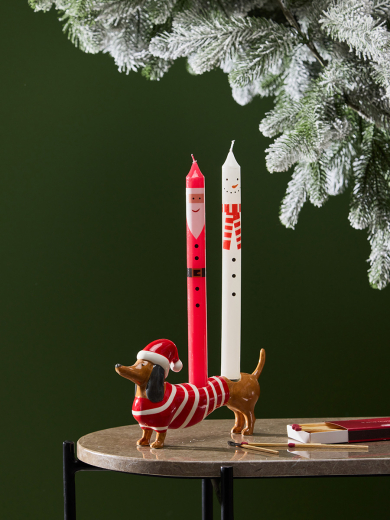 Подсвечник новогодний Такса из коллекции New Year Essential, 20х4,6х11,5 см.