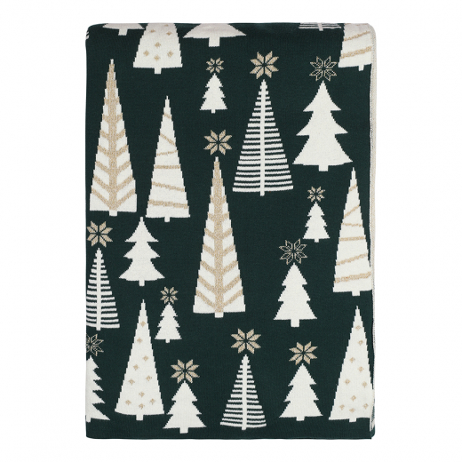 Плед из хлопка с новогодним рисунком Whitewood из коллекции New Year Essential, 130x180 см