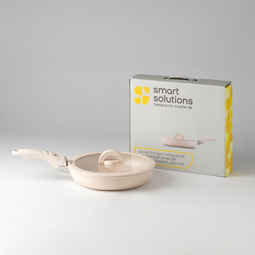 Сковорода с крышкой и съемной ручкой Smart Ceramic, Ø24 см