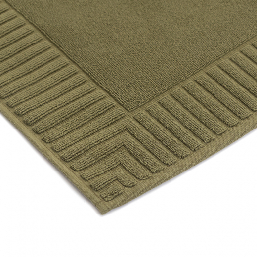 Коврик для ванной с фактурным бортиком оливкового цвета из коллекции Essential, 50х80 см