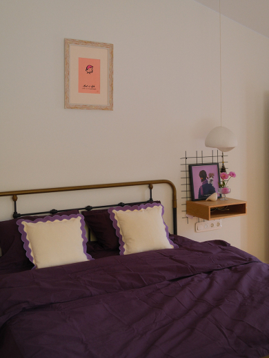 Чехол на подушку с контрастным кантом сиреневого цвета из коллекции Trendy Ruffles, 40х40 см