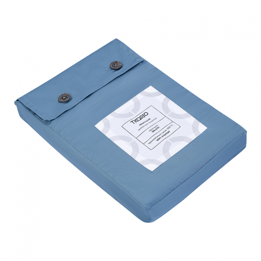 Простыня из премиального сатина джинсово-синего цвета из коллекции Essential, 180х270 см