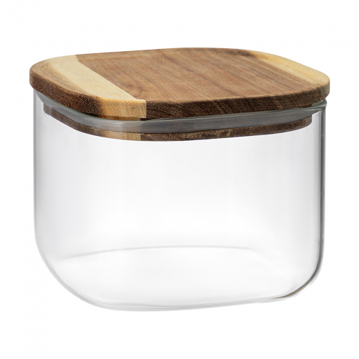 Банка для хранения квадратная Glass Acacia,1 л