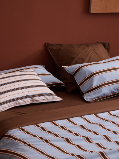 Комплект постельного белья из перкаля голубого цвета из коллекции Stripes, 150х200см