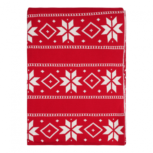 Плед из хлопка с новогодним рисунком Frostwork из коллекции New Year Essential, 130x180 см