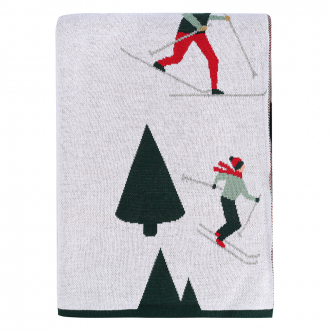 Плед из хлопка с новогодним рисунком Let's Ski из коллекции New Year Essential, 130x180 см
