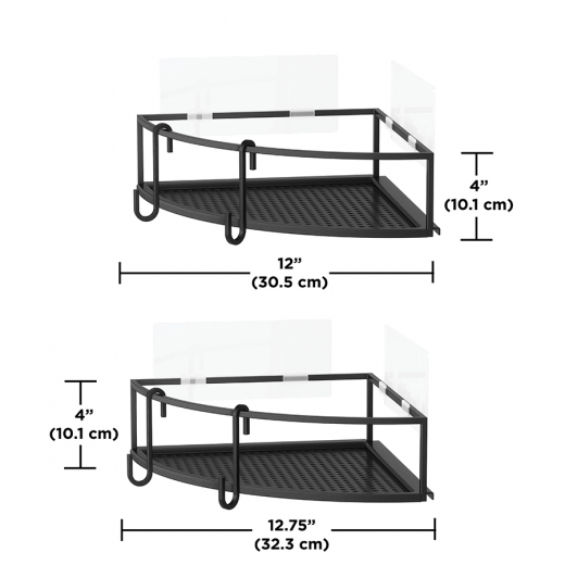 Набор из 2-х угловых полок для ванной Cubiko, черные
