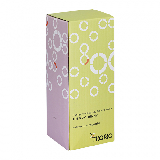 Декор из фарфора белого цвета Trendy Bunny из коллекции Easter Essential, 12,5х12,5x30,5 см