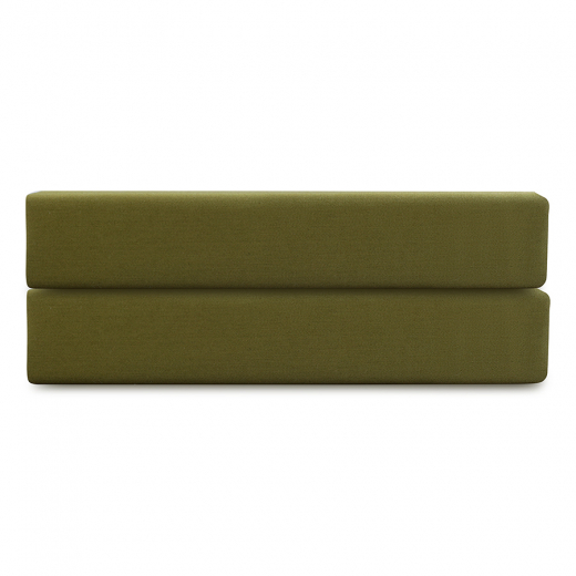 Простыня на резинке из премиального сатина оливкового цвета из коллекции Essential, 180х200х30 см