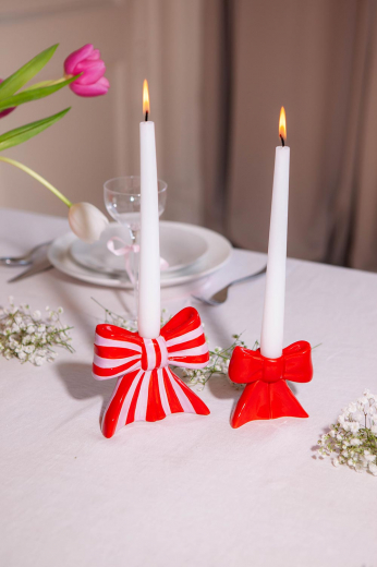 Подсвечник Bow, 11х12х5 см, красно-белый