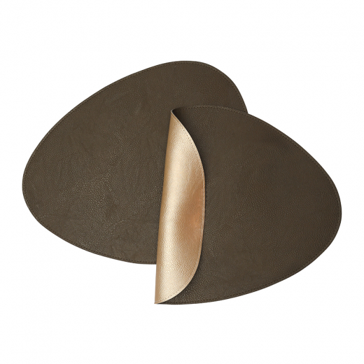 Салфетка сервировочная Drop, 33х41 см, коричневая/золотистый металлик