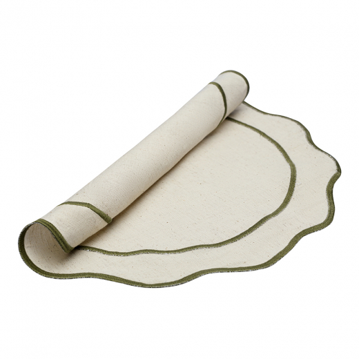 Салфетка под приборы Anemone из коллекции Trendy Ruffles, Ø40 см, оливковый