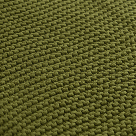 Плед из хлопка жемчужной вязки оливкового цвета из коллекции Essential, 130х180 см