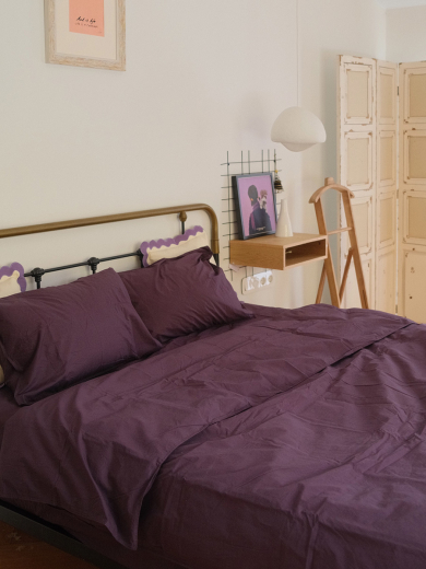 Набор наволочек из стираного перкаля сливового цвета из коллекции Essential, 50х70 см