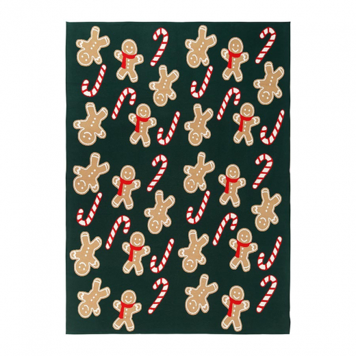 Плед из хлопка с новогодним рисунком Gingerman из коллекции New Year Essential, 130x180 см