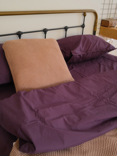 Подушка декоративная из стираного хлопка цвета мокко из коллекции Essential, 45х45 см