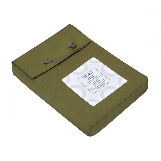 Простыня на резинке из премиального сатина оливкового цвета из коллекции Essential, 200х200х30 см