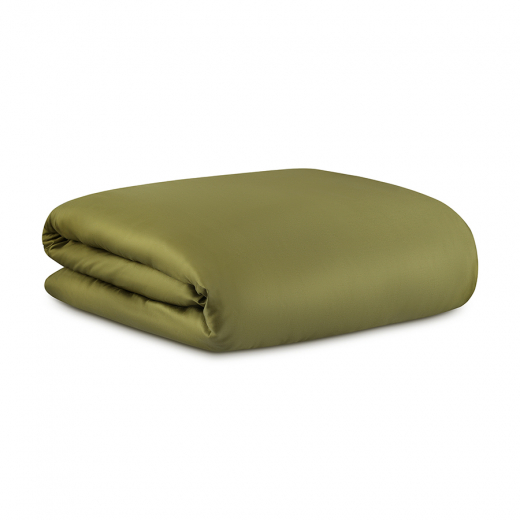 Комплект постельного белья из премиального сатина оливкового цвета из коллекции Essential, 150х200 с