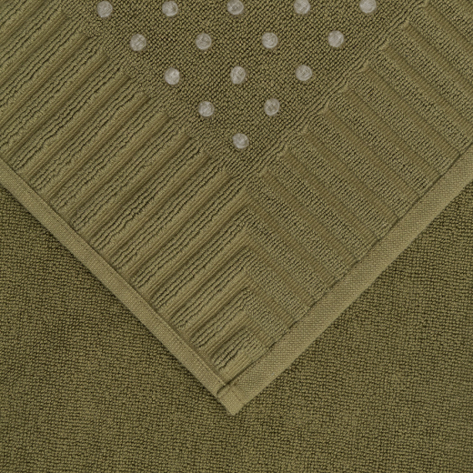 Коврик для ванной с фактурным бортиком оливкового цвета из коллекции Essential, 50х80 см